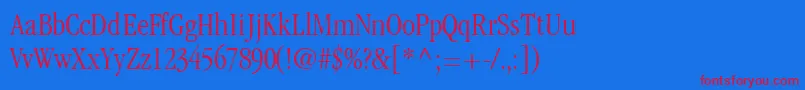 Шрифт GaramondlightcondsskRegular – красные шрифты на синем фоне