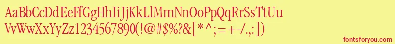 GaramondlightcondsskRegular-fontti – punaiset fontit keltaisella taustalla