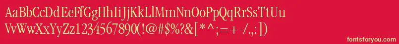 GaramondlightcondsskRegular-fontti – keltaiset fontit punaisella taustalla