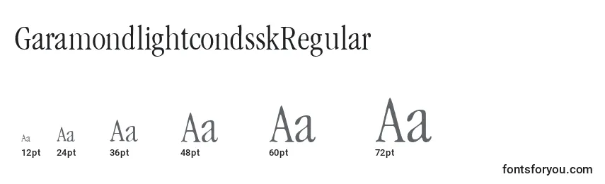 Размеры шрифта GaramondlightcondsskRegular