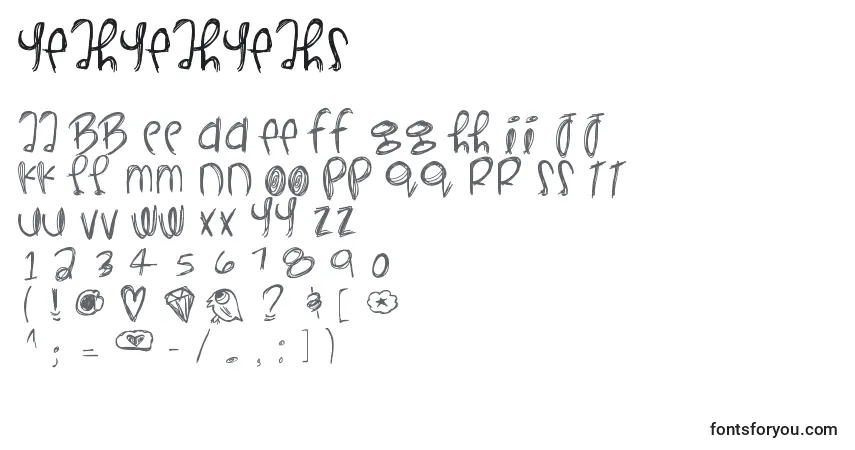 Czcionka Yeahyeahyeahs – alfabet, cyfry, specjalne znaki