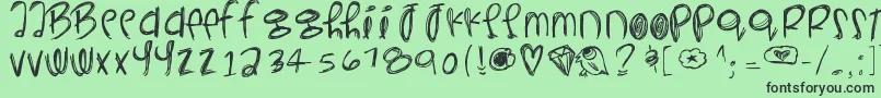 フォントYeahyeahyeahs – 緑の背景に黒い文字