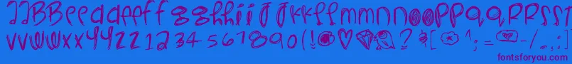 Czcionka Yeahyeahyeahs – fioletowe czcionki na niebieskim tle