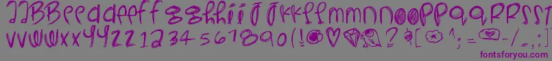 Więcej informacji o czcionce Yeahyeahyeahs Czcionka Yeahyeahyeahs – fioletowe czcionki na szarym tle