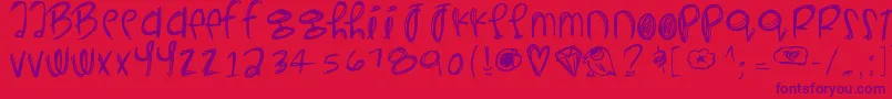 Fonte Yeahyeahyeahs – fontes roxas em um fundo vermelho