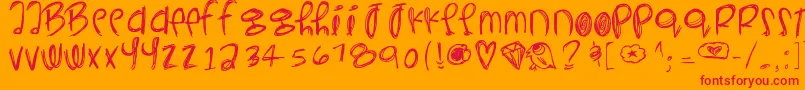 Czcionka Yeahyeahyeahs – czerwone czcionki na pomarańczowym tle