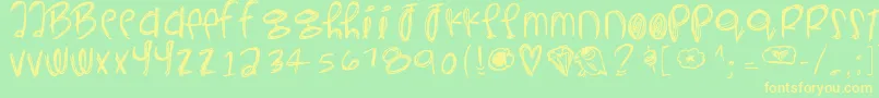 Yeahyeahyeahs Font – Yellow Fonts on Green Background