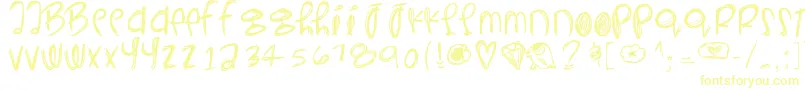 Yeahyeahyeahs-Schriftart – Gelbe Schriften auf weißem Hintergrund