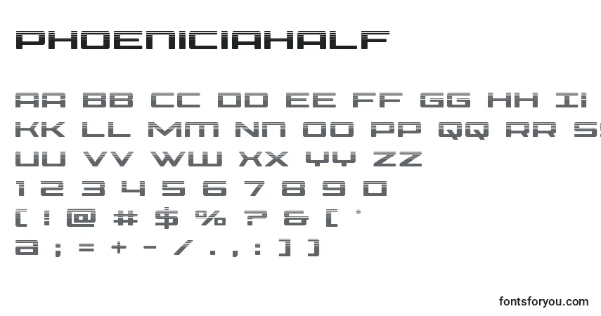 Schriftart Phoeniciahalf – Alphabet, Zahlen, spezielle Symbole