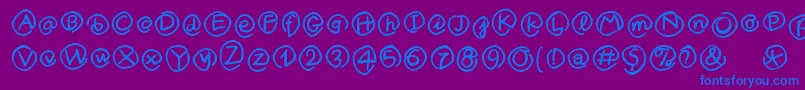 MklammeraffenMedium-Schriftart – Blaue Schriften auf violettem Hintergrund