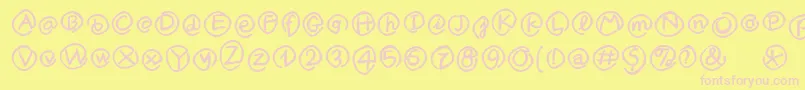 MklammeraffenMedium-fontti – vaaleanpunaiset fontit keltaisella taustalla