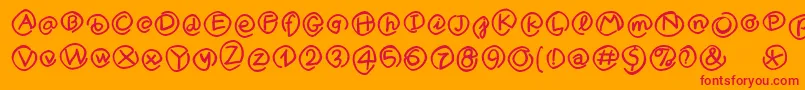 フォントMklammeraffenMedium – オレンジの背景に赤い文字