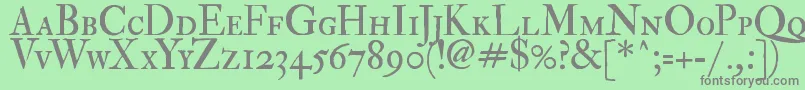 フォントImFellDoublePicaRomanSc – 緑の背景に灰色の文字