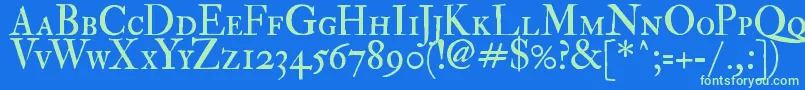 ImFellDoublePicaRomanSc Font – Green Fonts on Blue Background