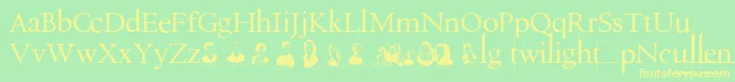 フォントCullen – 黄色の文字が緑の背景にあります