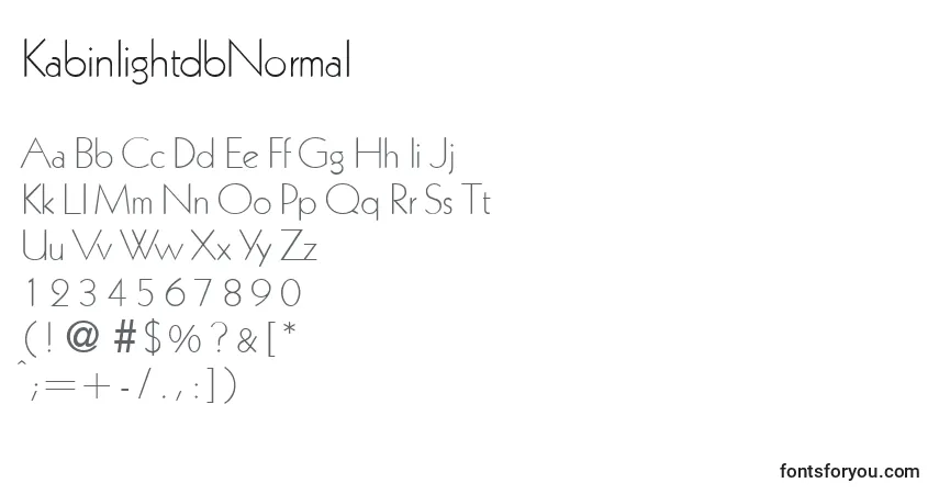 Шрифт KabinlightdbNormal – алфавит, цифры, специальные символы