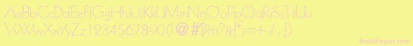 KabinlightdbNormal-fontti – vaaleanpunaiset fontit keltaisella taustalla