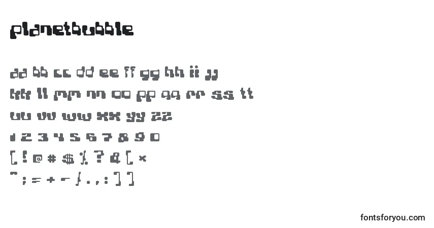 PlanetBubble-fontti – aakkoset, numerot, erikoismerkit