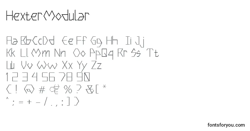 Schriftart HexterModular – Alphabet, Zahlen, spezielle Symbole