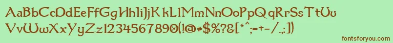 Dumbledor1-fontti – ruskeat fontit vihreällä taustalla