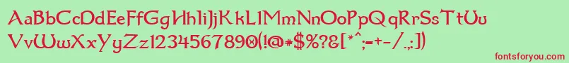 Dumbledor1-fontti – punaiset fontit vihreällä taustalla