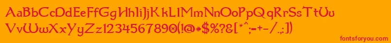 Dumbledor1 Font – Red Fonts on Orange Background