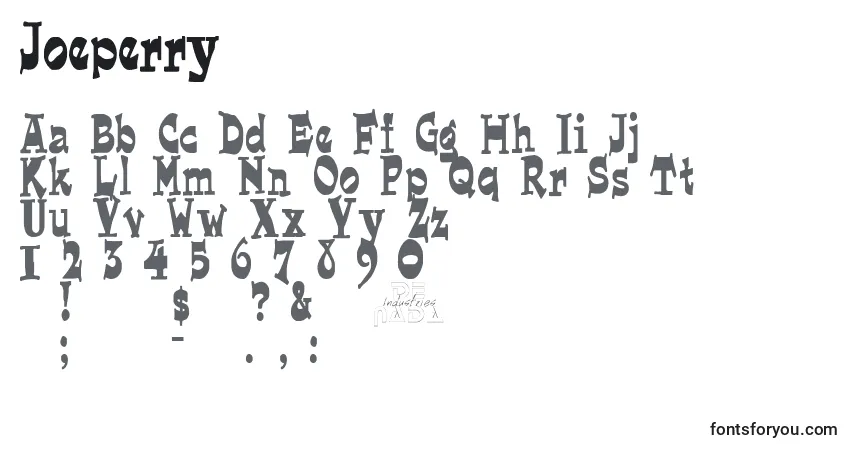 A fonte Joeperry – alfabeto, números, caracteres especiais