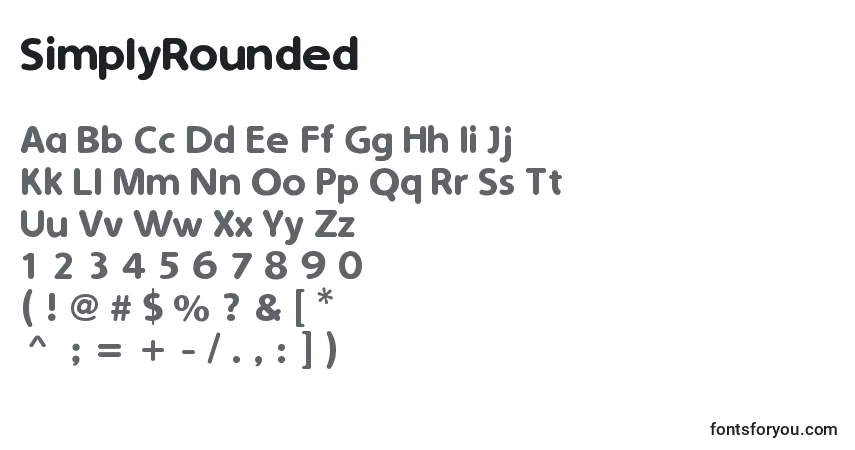 Czcionka SimplyRounded – alfabet, cyfry, specjalne znaki