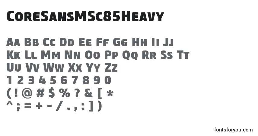 Шрифт CoreSansMSc85Heavy – алфавит, цифры, специальные символы