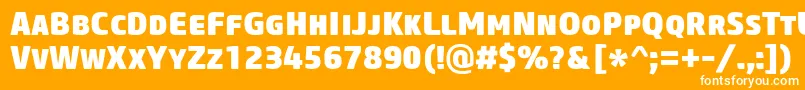Czcionka CoreSansMSc85Heavy – białe czcionki na pomarańczowym tle