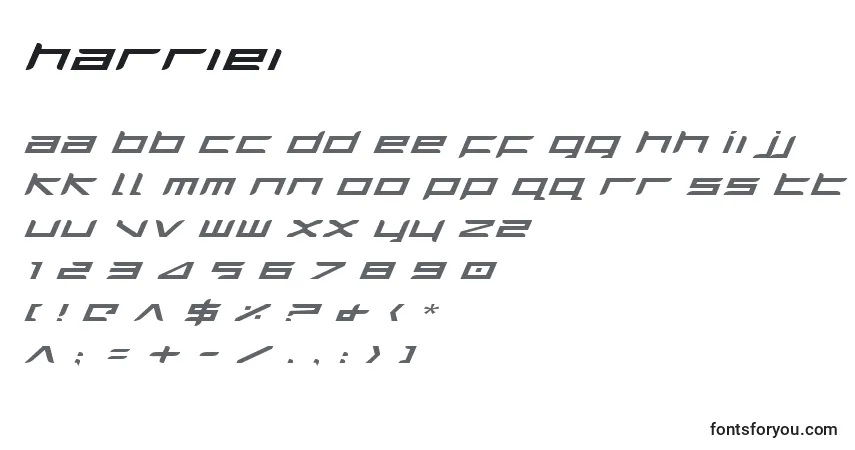 Czcionka Harriei – alfabet, cyfry, specjalne znaki