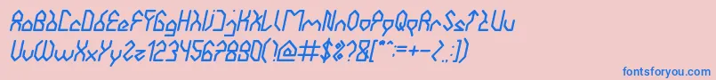 Saiba mais sobre a fonte HouseBuilderItalic Fonte HouseBuilderItalic – fontes azuis em um fundo rosa
