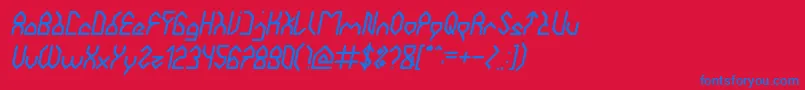 HouseBuilderItalic Font – Blue Fonts on Red Background