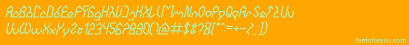 Шрифт HouseBuilderItalic – зелёные шрифты на оранжевом фоне