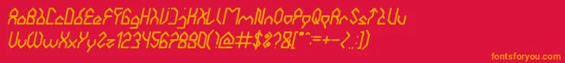 フォントHouseBuilderItalic – 赤い背景にオレンジの文字