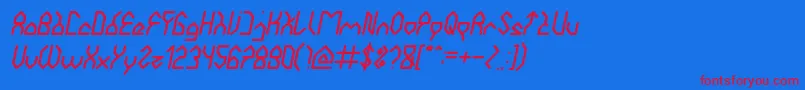 HouseBuilderItalic-Schriftart – Rote Schriften auf blauem Hintergrund