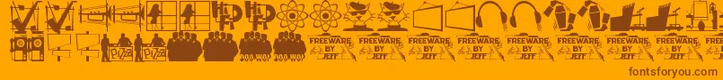 Saiba mais sobre a fonte Nifty50sIcons1Jl Fonte Nifty50sIcons1Jl – fontes marrons em um fundo laranja
