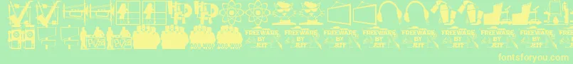 フォントNifty50sIcons1Jl – 黄色の文字が緑の背景にあります
