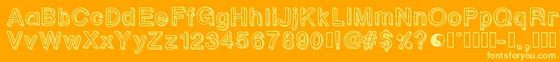 Pastelblock1-Schriftart – Gelbe Schriften auf orangefarbenem Hintergrund