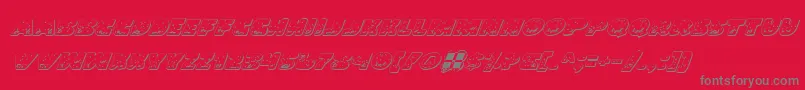 LandSharkOutlineItalic-Schriftart – Graue Schriften auf rotem Hintergrund