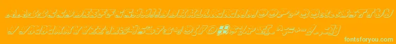 LandSharkOutlineItalic-Schriftart – Grüne Schriften auf orangefarbenem Hintergrund