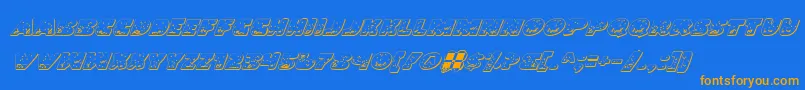 LandSharkOutlineItalic-Schriftart – Orangefarbene Schriften auf blauem Hintergrund