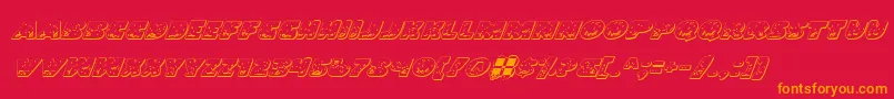 LandSharkOutlineItalic-Schriftart – Orangefarbene Schriften auf rotem Hintergrund