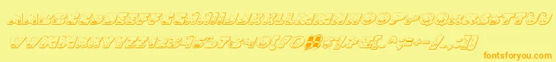 LandSharkOutlineItalic-Schriftart – Orangefarbene Schriften auf gelbem Hintergrund