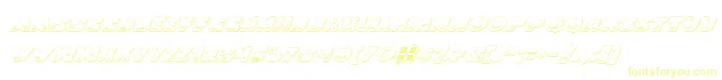 LandSharkOutlineItalic-Schriftart – Gelbe Schriften auf weißem Hintergrund