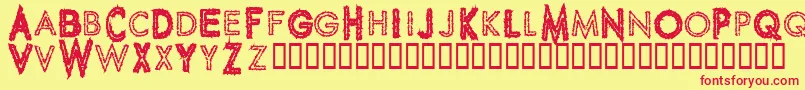 SpikeCrumbGeiger-fontti – punaiset fontit keltaisella taustalla