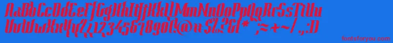 Year2000ContextHeavy-Schriftart – Rote Schriften auf blauem Hintergrund