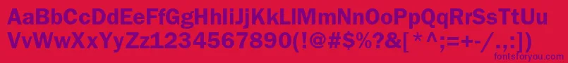 Fonte ItcfranklingothicstdDemi – fontes roxas em um fundo vermelho