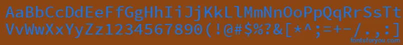 Fonte SourcecodeproMedium – fontes azuis em um fundo marrom