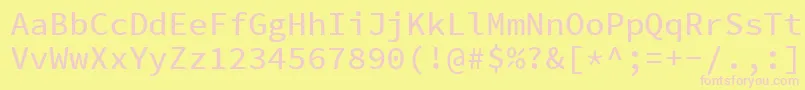 SourcecodeproMedium Font – Pink Fonts on Yellow Background